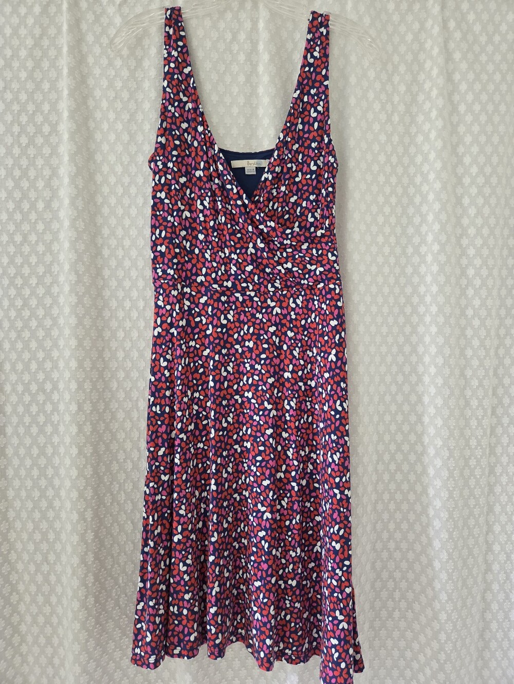 Boden Willa Jersey Dress 6P Midi Faux Wrap Top Abstract Hearts